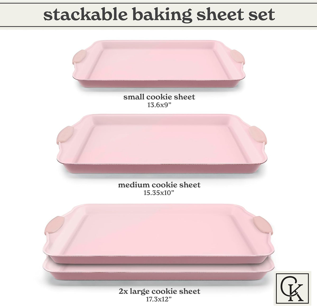 Country Kitchen Nonstick Stackable Bakeware Set - Heavy Duty, Durable, Easy Release Baking Set, Pink, 4 Pcs