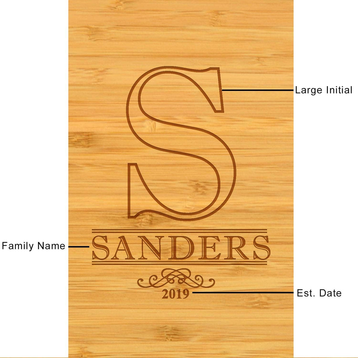 Picnic at Ascot Custom Personalized Engraved Bamboo Cheese/Charcuterie Board - US Patented Designed enables All in One Storage