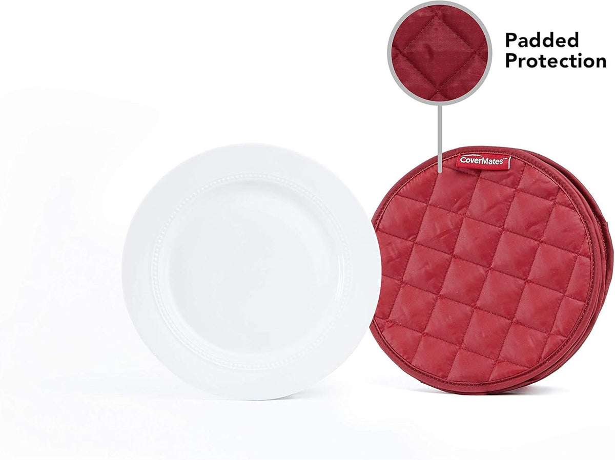Covermates Keepsakes - Quilted Divider Set - Set of 4 - Scratch & Breakage Protection - Stain Resistant - Machine Washable - China Storage, Red