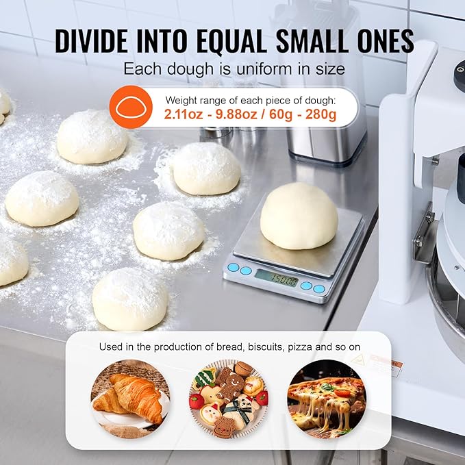 VEVOR Dough Divider,18PCS Manual Dough Divider Cutter,2.11oz - 9.88oz Dough Press Dough Cutting with 304 Stainless Steel Tray and Blade,Pastry Divider for Bakery,Restaurant,Commercial Food Preparation