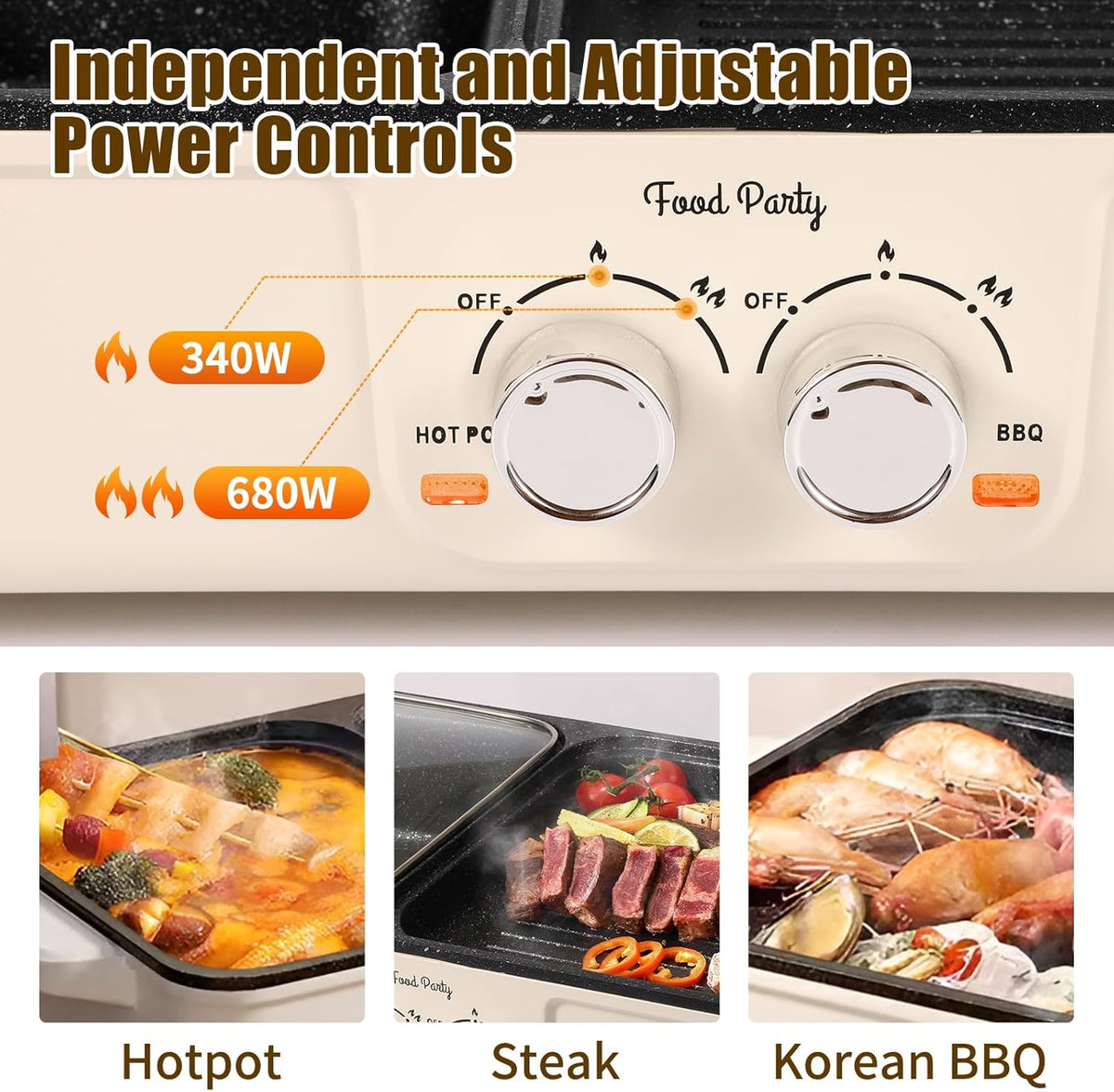 Food Party Hot Pot Electric Grill 2 in 1 Korean BBQ Grill Indoor Smokeless Hotpot Pot Electric Cooker Sahabu Shabu Pot Non Stick (Small)