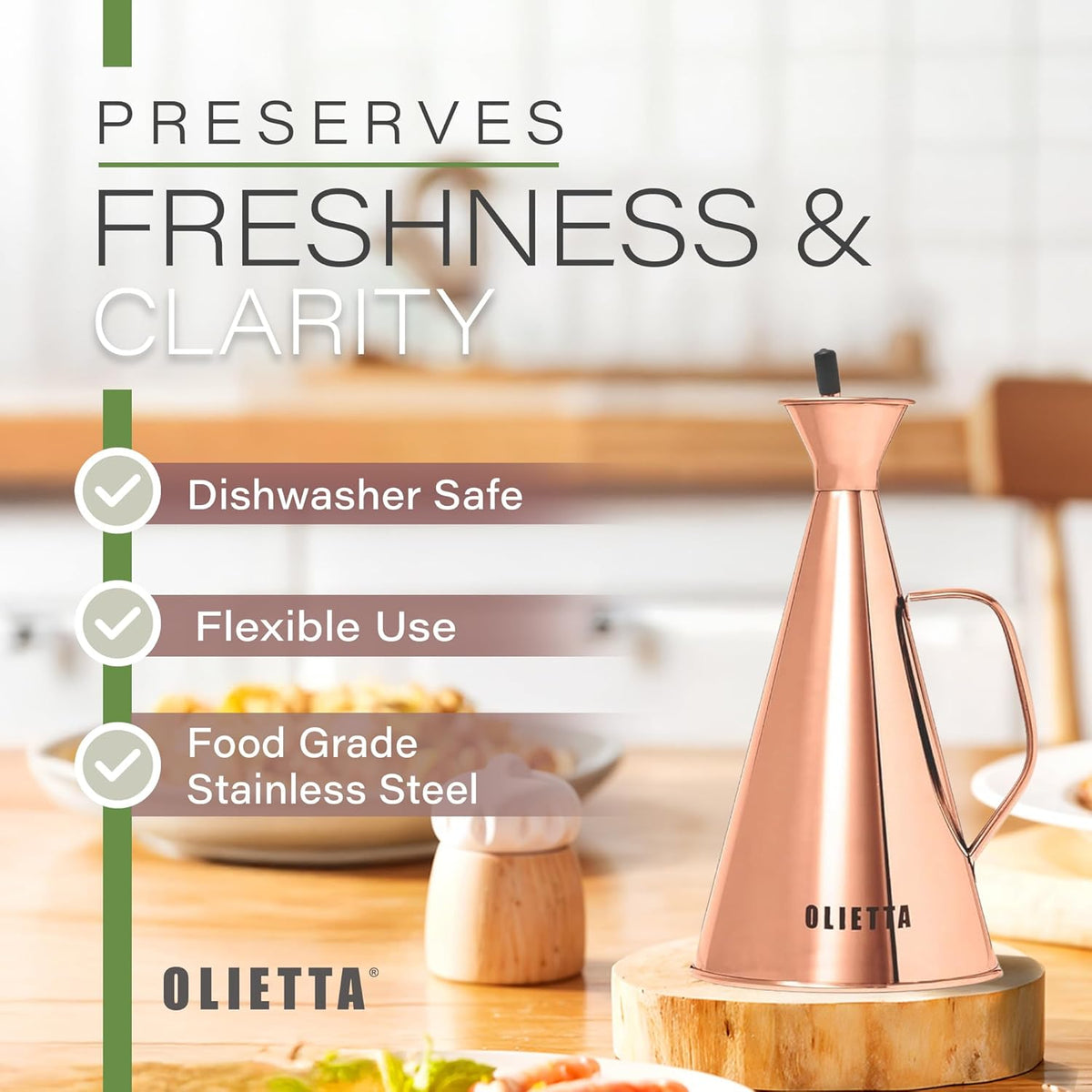 Olive Oil Dispenser Bottle Gold Stainless Steel Non Drip Leak Proof No Mess Vinegar Pourer & Kitchen Drizzler 8.5 oz 250ML 0.25 Litre Great for Pouring & Drizzling Easy to Clean & Leakproof