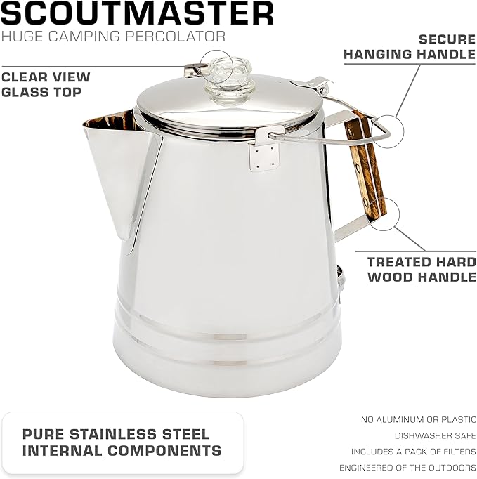 COLETTI Scoutmaster Coffee Percolator Camping — The Ultimate Camping Coffee Maker [24 Cup]