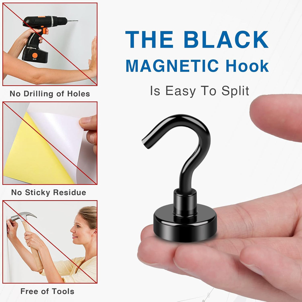 LOVIMAG Magnetic Hooks, 12 Pack 30lbs+ Magnet Hook 2025 Cruise Cabin Ship Essentials Heavy Duty Strong Magnets Refrigerator Fridge Hanging for Classroom Beach Vacation Kitchen Grills Home (Black)
