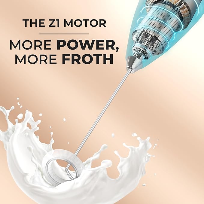 Zulay Kitchen Milk Frother Handheld Electric Whisk with AA Duracell Batteries – Durable Drink Mixer for Coffee, Lattes, Cappuccinos & More - Aurora