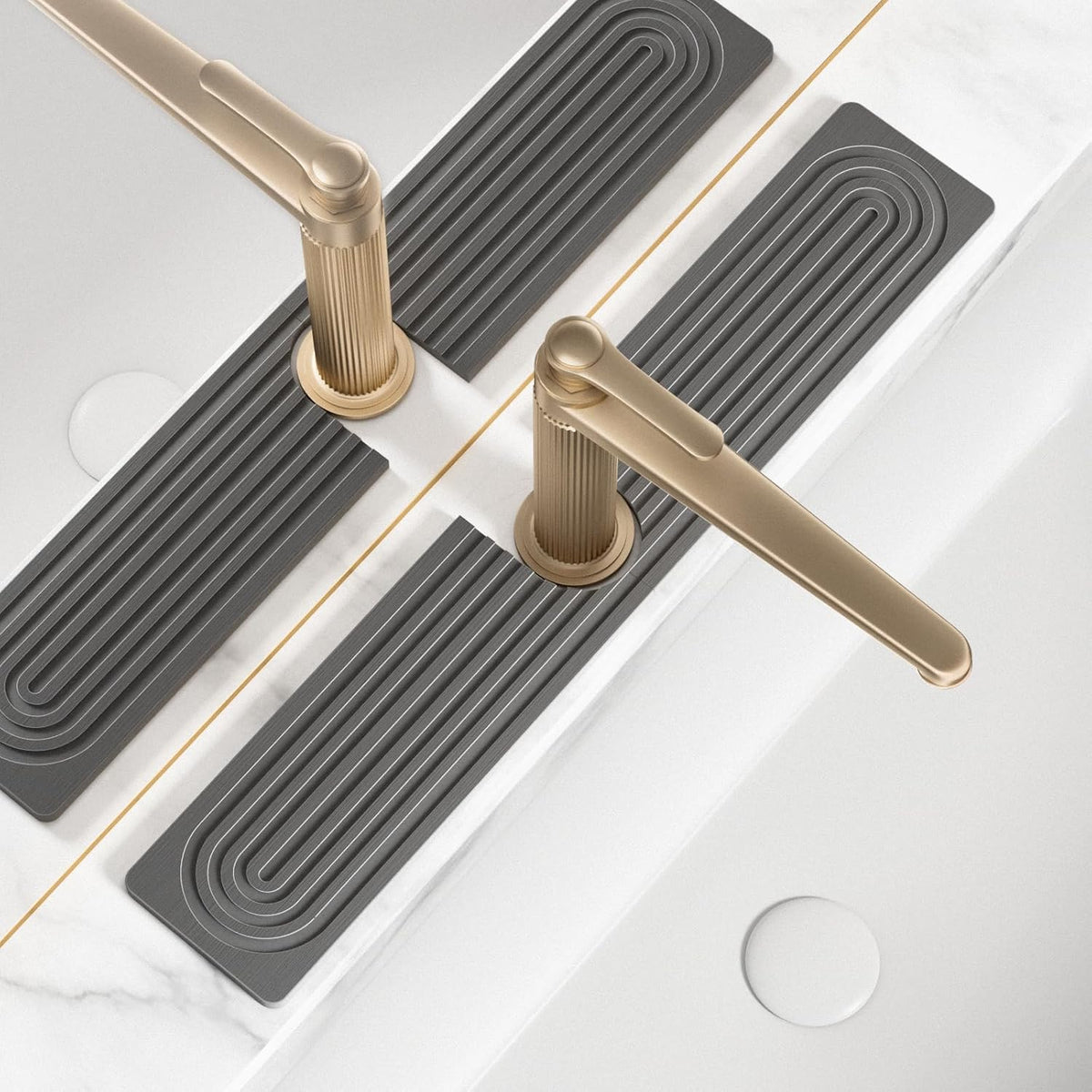 Faucet Mat for Kitchen Sink, Diatomite Stone Drying Sink Protectors, Bathroom Faucet Splash Guard, Quick Dry Water Absorbing, Non-Slip Stone Tray for Kitchen Counter, Grey, 23.6" x 3.9"