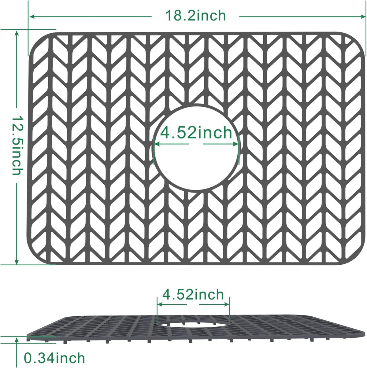 GUUKIN Sink Protectors for Kitchen Sink Grid 18-3/16" X 12-1/2" | Centered Drain for Single Sink Bowl with Corner Radius 4-11/16"