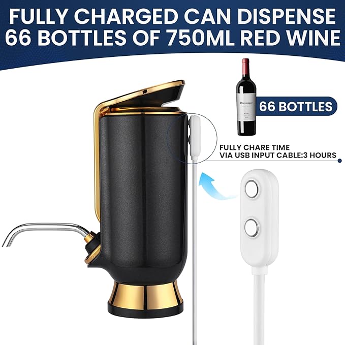 Luxurious 4-in-1 Electric Wine Aerator, Decanter, Dispenser & Vacuum Saver with LED Display - Wine Pourer Gift for Women and Wine Lovers