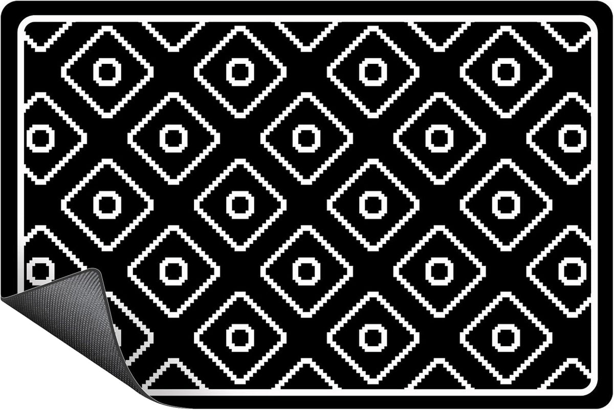 SUEH DESIGN Dish Drying Mat, Absorbent Coffee Mat 19.6 x 11.8 in Quick Dry Kitchen Drying Dish Drain Mat for Kitchen Counter Coffee Bar, Black