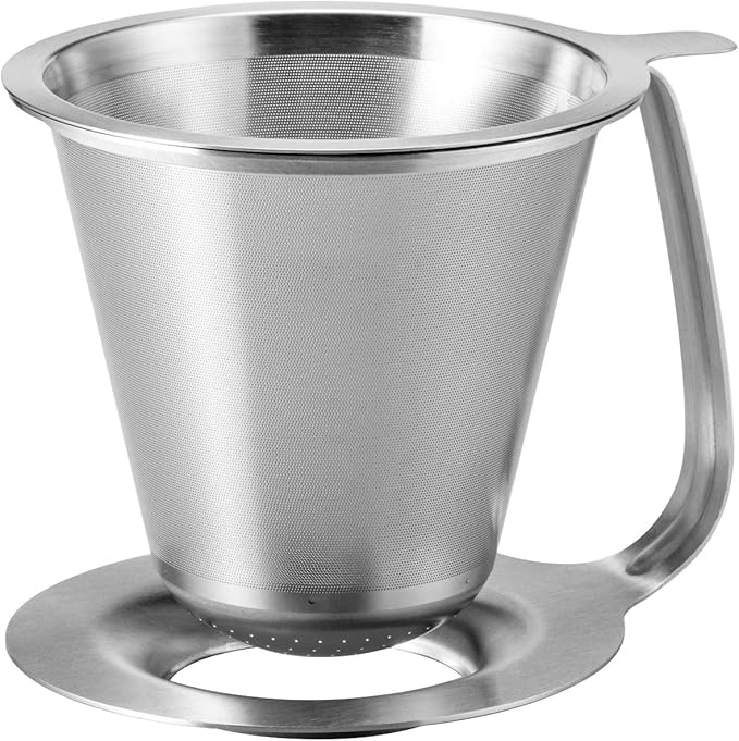 HARIO KDD-02-HSV Double Stainless Steel Dripper Kasuya Model, For 1-4 Cups, Hairline Silver
