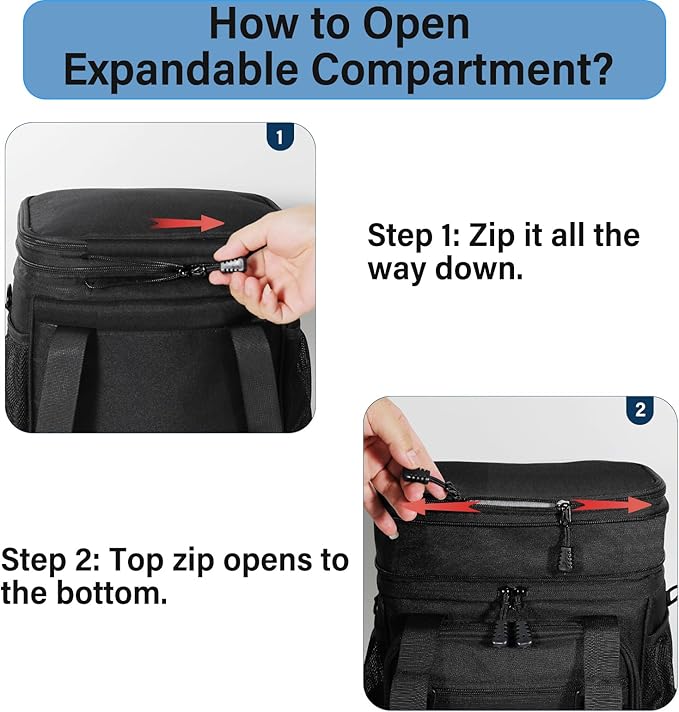 Lunch Box Cooler Bag - Tactical Insulated Lunchbox for Men - Large Soft Expandable Lunch Pail for Adults Work Outdoor Shifts Trips Black 16L
