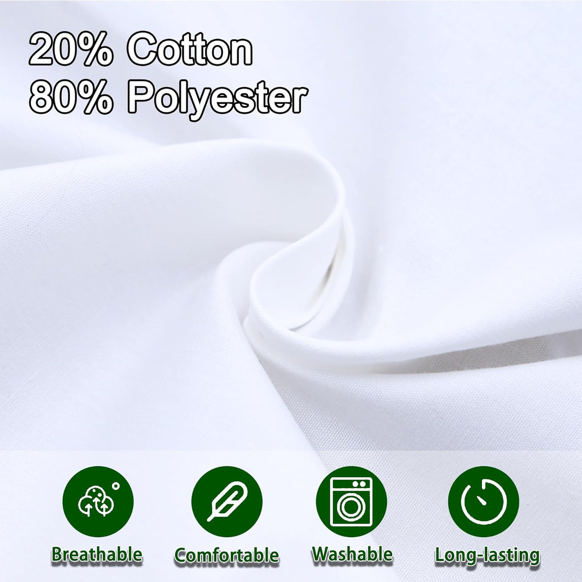 4 Pack Short Server Waitress Chef Apron, White Waist Aprons with 3 Pockets for Women Men, Half Apron for Waiter Cooking Dishwashing Cleaning Painting Gardening Barbecue (Polycotton - White)