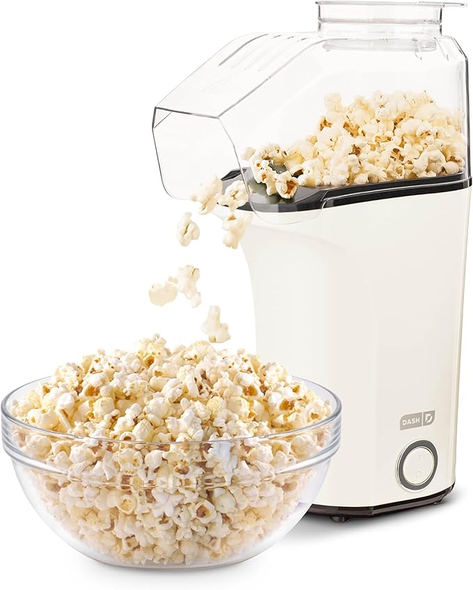 DASH Fresh Pop Popcorn Maker - Oil-Free, Air Popcorn Popper - With Measuring Cup & Recipe Guide - Perfect for Movie Nights - 16 Cups, White