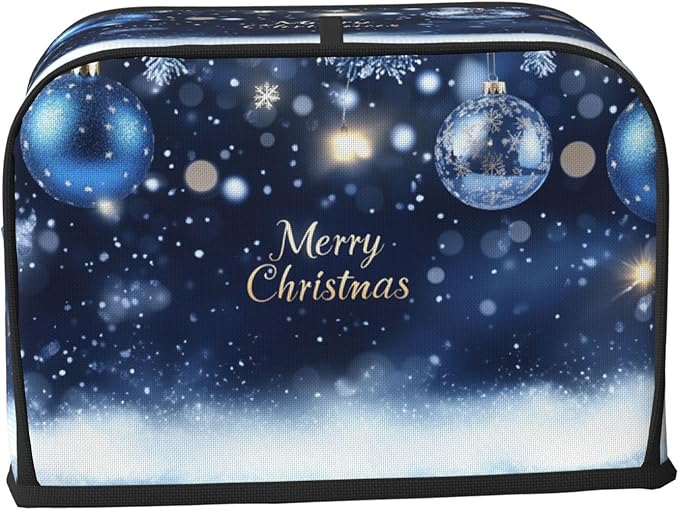 Toaster Cover 2 Slice Christmas Ball Blue Snow Winter Kitchen Small Appliance Covers with Pockets Dust and Fingerprint Protection