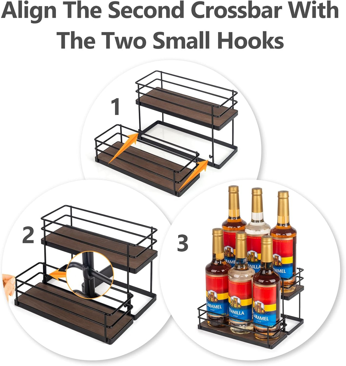 6 Bottle Capacity Coffee Syrup Organizer 2 Tier Coffee Syrup Stand Shelf for Coffee Bar Kitchen Small Wine Rack for Bar Family Storage for Syrup Wine Dressing