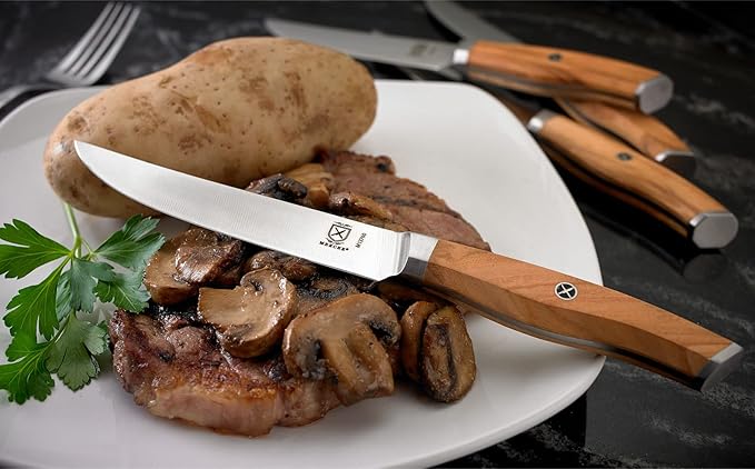 Mercer Culinary Olive Wood 4-Piece Steak Knife Set