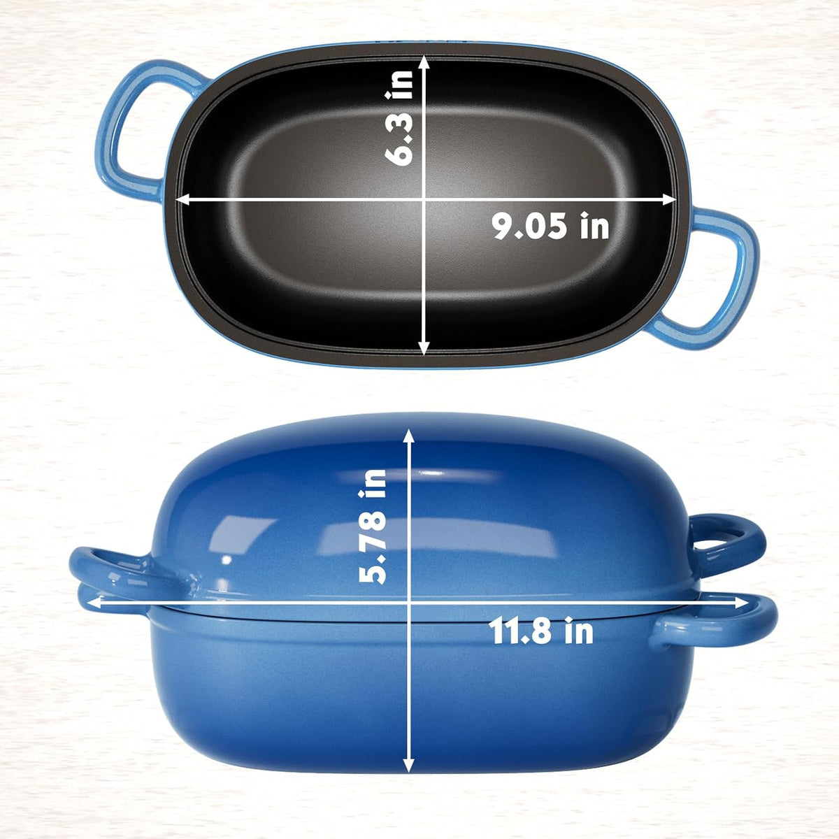 Dutch Oven for Bread Baking - 2.5QT Bread Pans for Homemade Bread Cast Iron Bread Pan Dutch Oven Loaf Pan with Lid and Loop Handles for Homemade Breadmaking