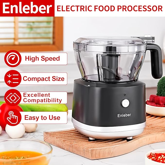 Food Processor Electric Food Chopper with 4.5-Cup(1000ml) Vegetable Chopper & Meat Grinder,BPA Free, Stainless Steel Blade for Chopp, Slice, Mince, Grind, and Puree, for Baby Food & Family Use