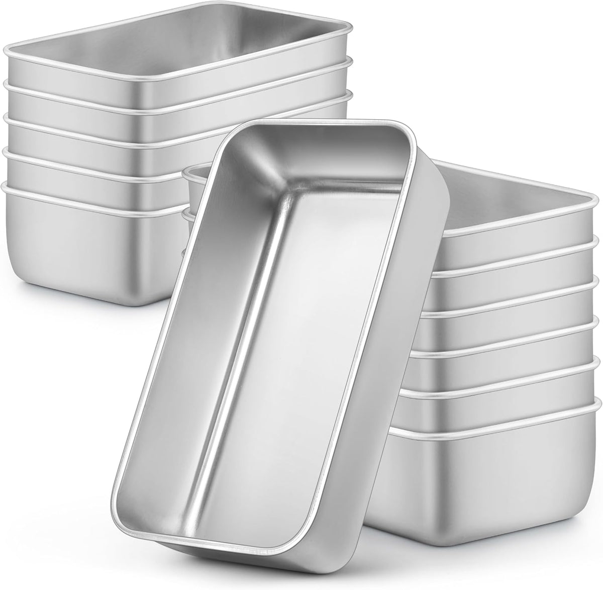 LIANYU Bread Loaf Pans Set of 12, 9x5 Inch Stainless Steel Bread Baking Pans for Homemade Sourdough, Sandwich, Meatloaf, Easy Release & Dishwasher Safe