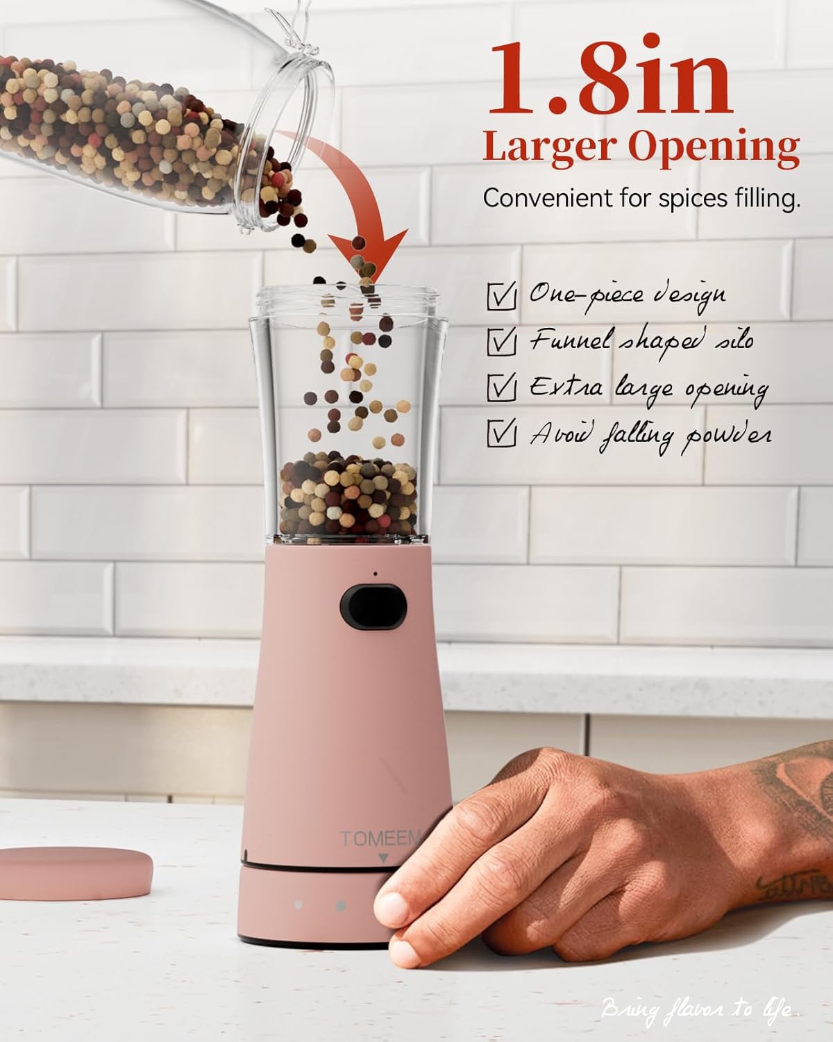 Electric Salt and Pepper Grinder Set with Storage Base, Stainless Steel Rechargeable Salt and Pepper Grinder Set with 4.5 oz Large Capacity, 1.8" Wide Mouth, Adjustable Coarseness, Ideal for Kitchen