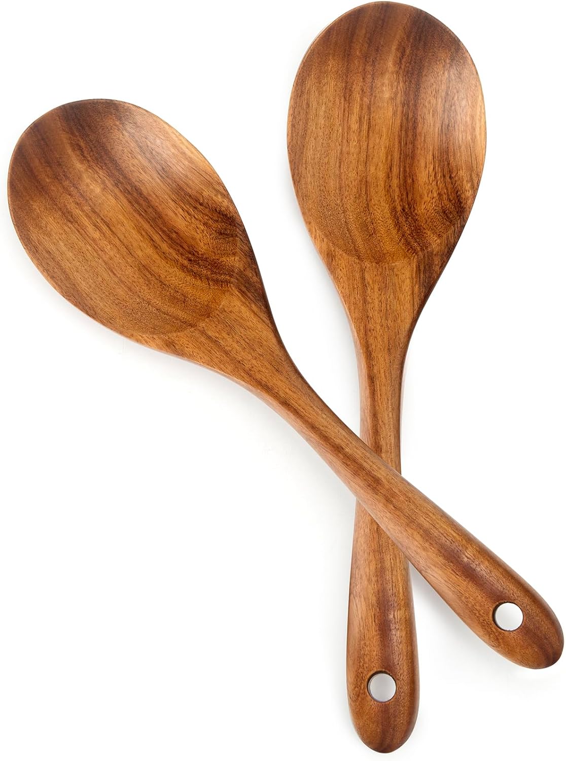 Teak Wooden Spoons 10.2-Inch Pack of 2, Salad Serving Spoons, Wooden Salad Spoon for Cooking, Teak Wood Serving Spoon