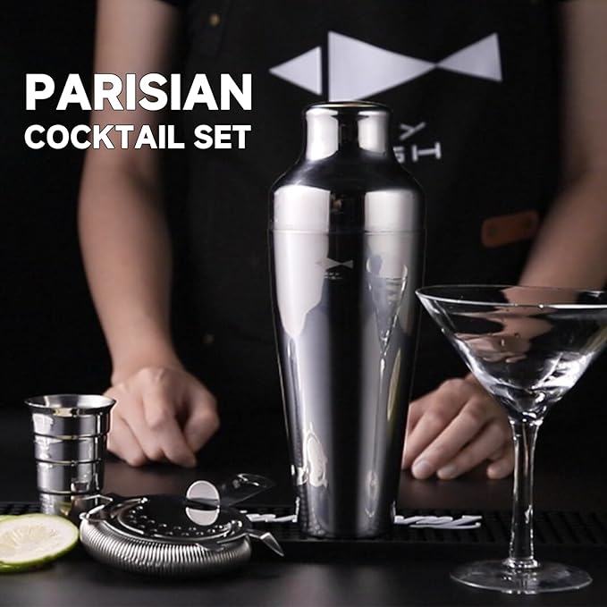 SKY FISH Barware Set 3-Piece Stainless Steel Bartender Kit - Cocktail Shaker, Jigger with Measurements, Hawthorn Strainer - Suit for Home Bars & Professional Mixologists