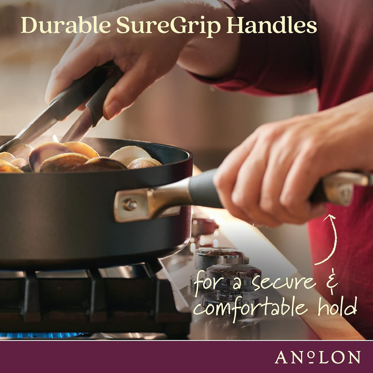 Anolon Advanced Home Hard-Anodized Nonstick Tapered Sauce Pan/Saucepot, 4.5-Quart (Moonstone)