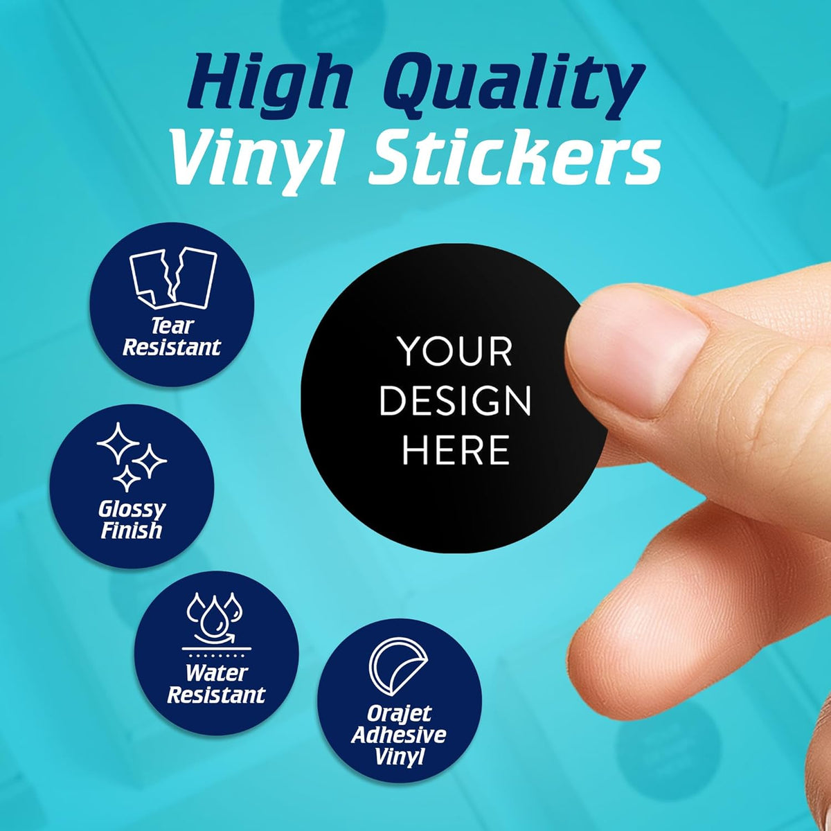100 Custom Vinyl Stickers - Upload Your own Image, Text, Design, Logo - Personalized Logo Labels for Handmade, Packaging, Bottle, Jars, Candle, Brand Stickers (Black, 1.5x1.5)