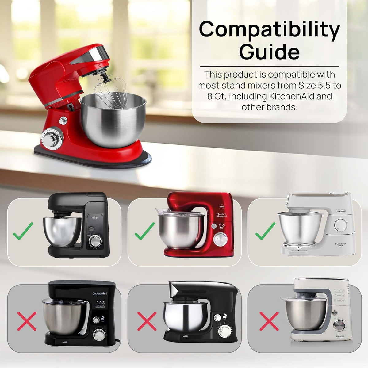 Ibyx Elegant Sliding Tray - Compatible with 5.5 Qt KitchenAid Stand Mixers and Other Heavy Appliances (Black)