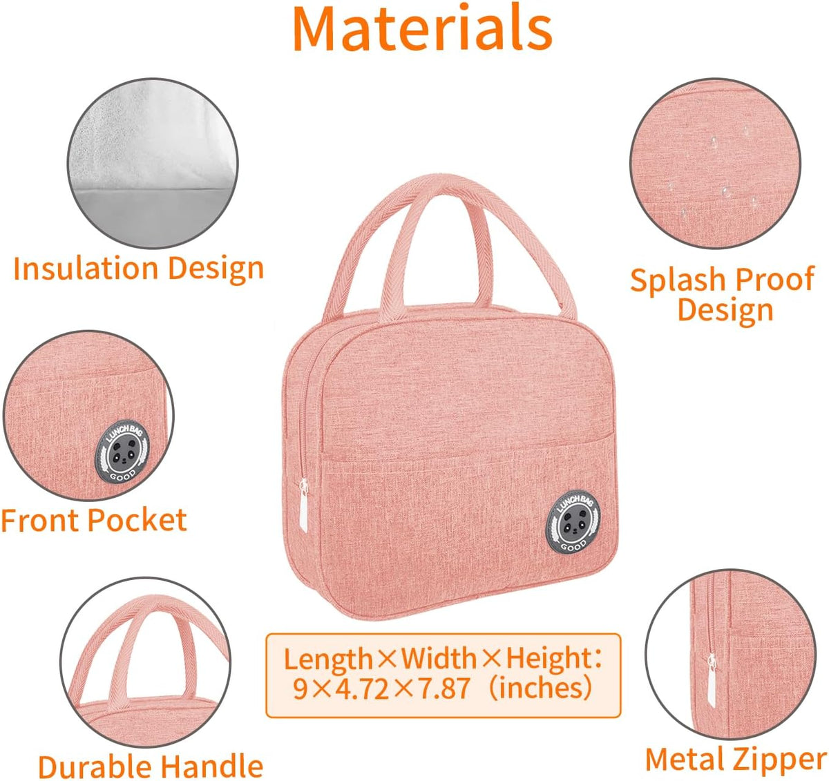 Bento Box Adult Lunch Box with Dividers, Pink, Plastic