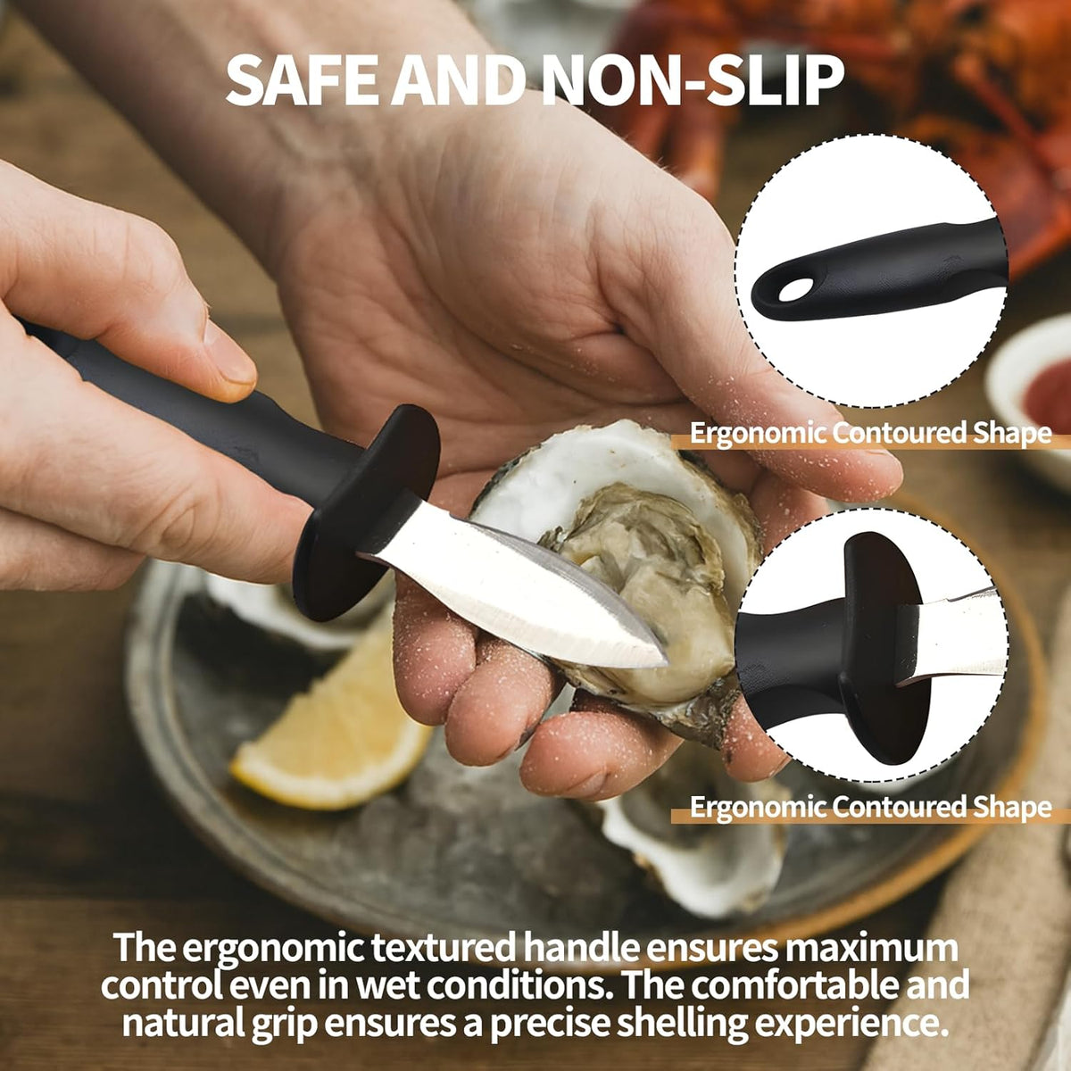 Oyster Knife Shucker Oyster Shucking Tool Perfect for Opening Clams, Mussels, Scallops, Shellfish Ideal for Home Kitchens, Raw Bars & Chefs（2 Pack）