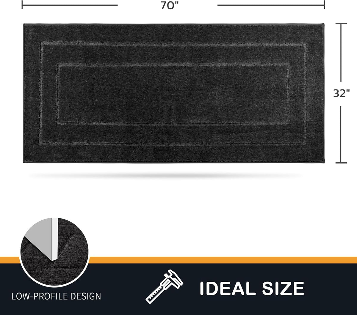 PURRUGS Dirt Trapping Door Mat 32" x 70", Non-Slip/Skid Machine Washable Entryway Rug, Dog Doormat, Super Absorbent Welcome Mat for Muddy Wet Shoes and Paws, Charcoal