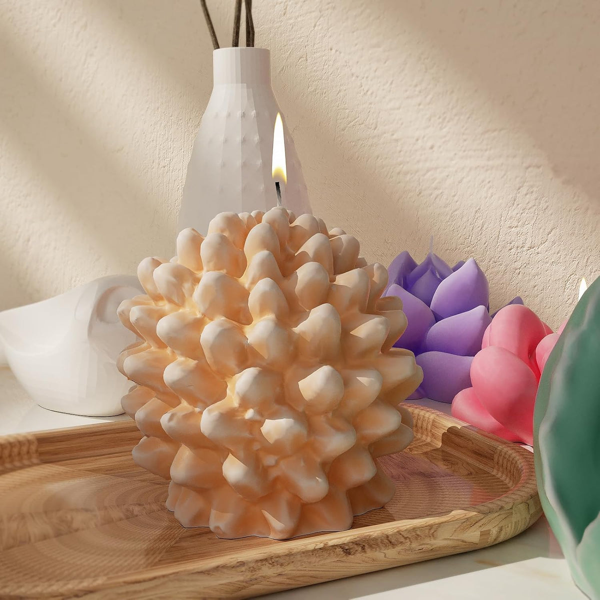 Succulent Candle Mold 16 Pcs - Resin Casting Mold for Jewelry, Clay, and Candle Making - 3D Silicone Craft Supplies