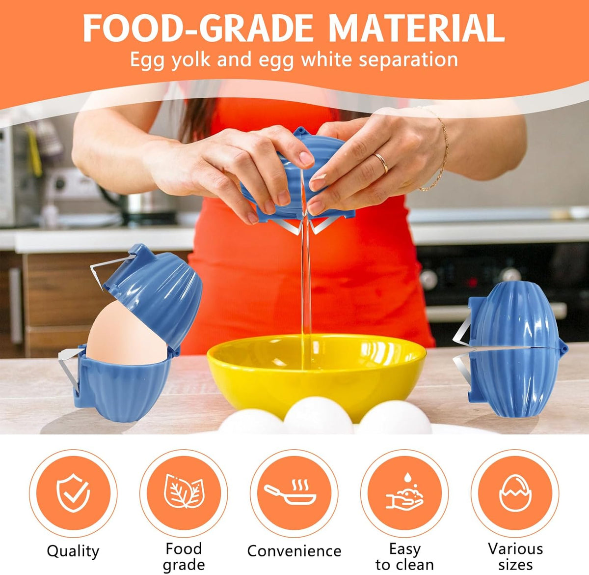2pcs Egg Shell Opener for Hard Boiled Eggs Stainless Steel Egg Peeler Tool Easy Egg Cracker Tool for Raw Eggs, Egg Slicer for Raw Eggs Kitchen Gadgets for Baking（Blue）