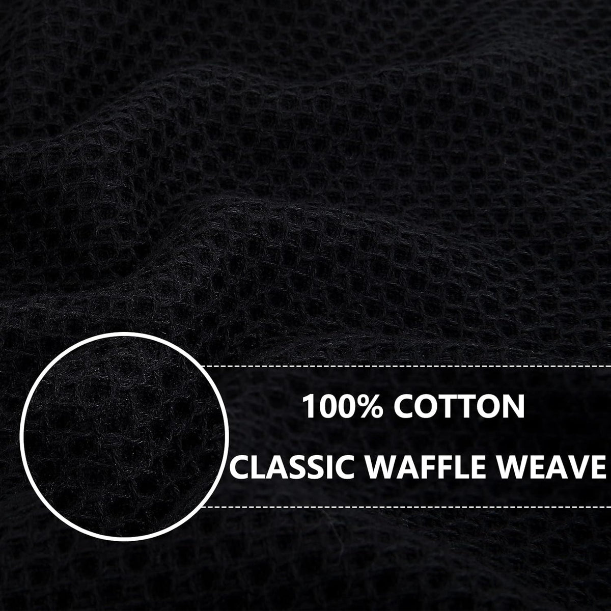 Homaxy 100% Cotton Waffle Weave Kitchen Dish Cloths, Ultra Soft Absorbent Quick Drying Dish Towels, 12 x 12 Inches, 8-Pack, Black