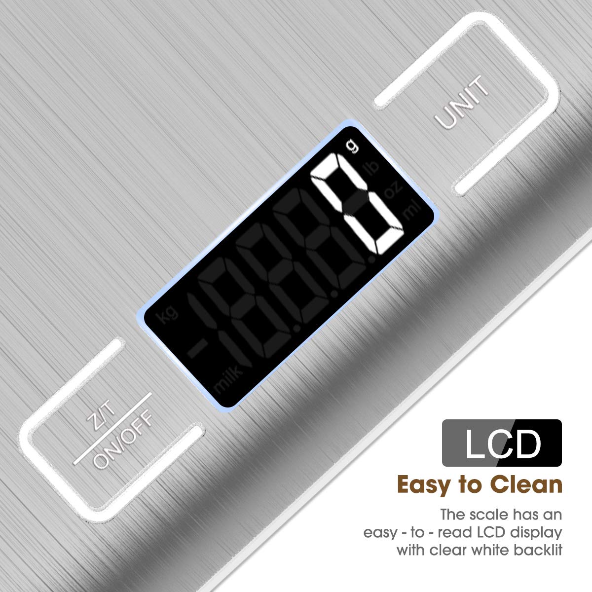 Mik-Nana Food Scale, 22lb Digital Kitchen Scale Weight Grams and Oz for Baking and Cooking, 1g/0.1oz Precise Graduation, Easy Clean Stainless Steel