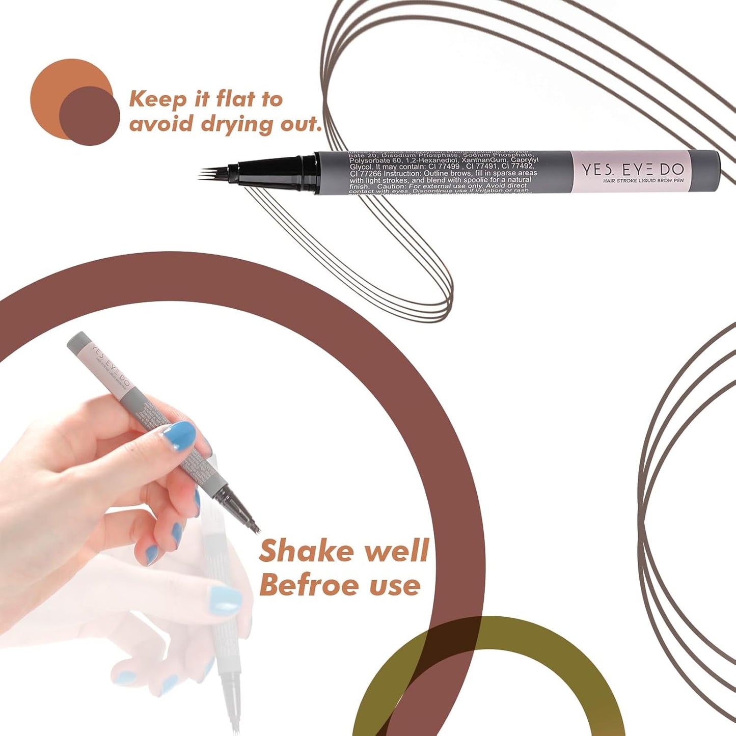 Eyebrow Pencil Dark Brown, 4 Prong Eyebrow Pen Deep Brown, Microblading Eyebrow Pencil for Women, Smudge-Free, 24H Long Wear YES.EYE DO (Midnight Espresso-Dark Brown)