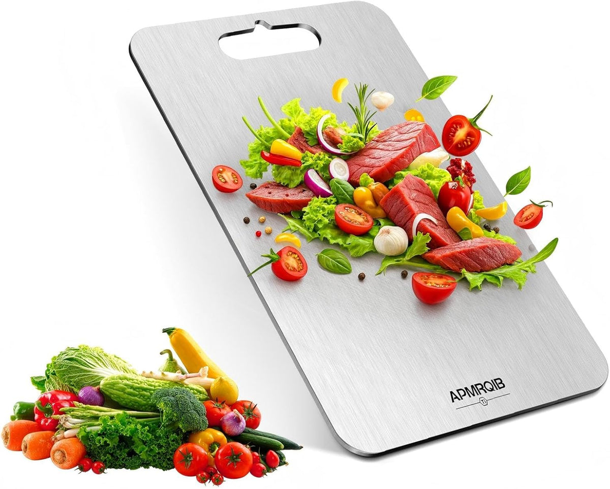 Titanium Cutting Boards for Kitchen, 100% Pure Titanium Cutting Boards Double Sided Non Toxic Cutting Board, Hygiene Durable Dishwasher Safe 10.5”×6.5”