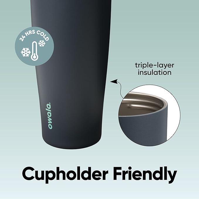 Owala FreeSip Tumbler Insulated Stainless Steel Water Bottle with Built-in Straw and Side Handle, For Travel, Work, School, and Sports, 40oz, BPA Free, Leak Proof, Foggy Tide