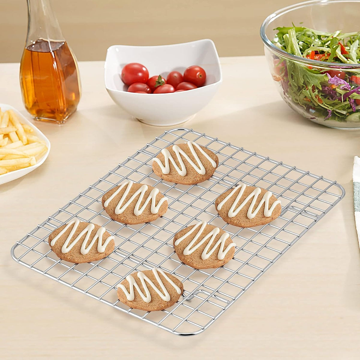 Stainless Steel Cooling Rack Size -Medium, 10 x 15 Inches, Dishwasher-Safe, Oven Safe, Cookie Cooling Racks for Baking & Cooking - Pack of 6