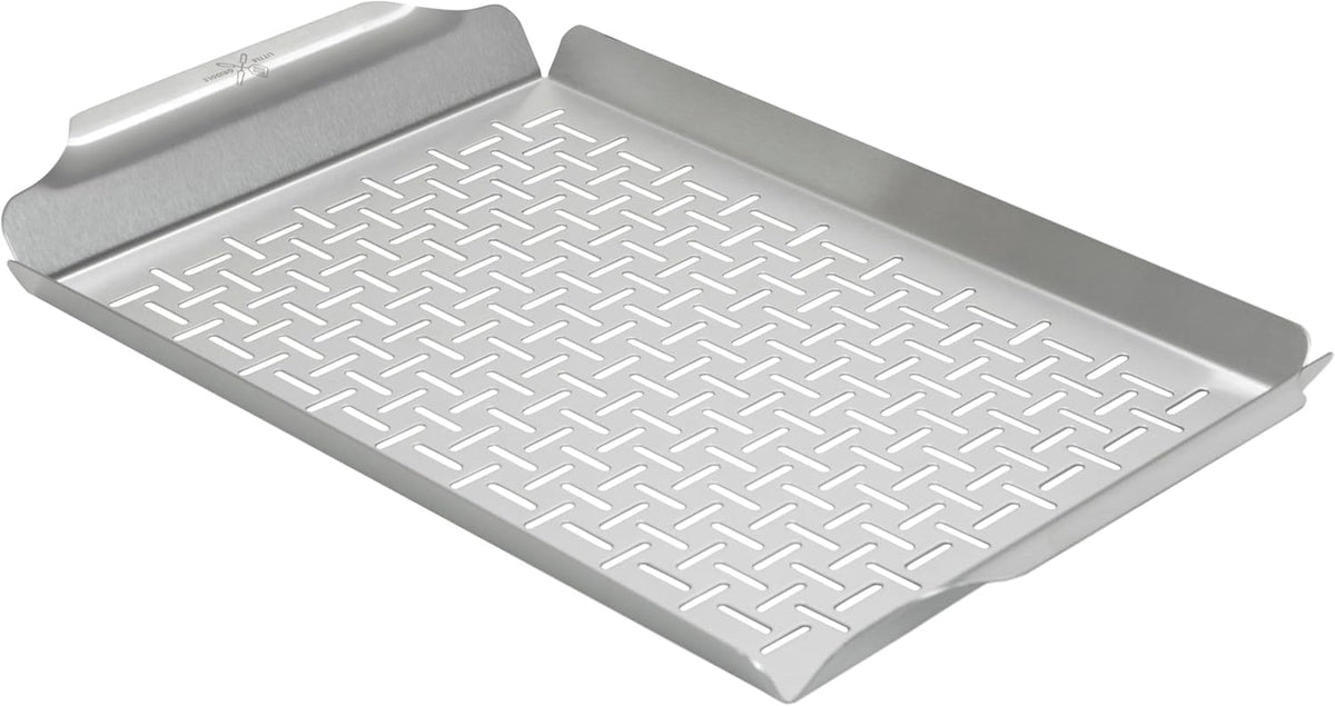 LITTLE GRIDDLE - Large Pro Grill Pan, High sidewalls with built-in handles, Stainless Steel Material, Big Food Capacity and Vented Design - Durable and Easy to Clean