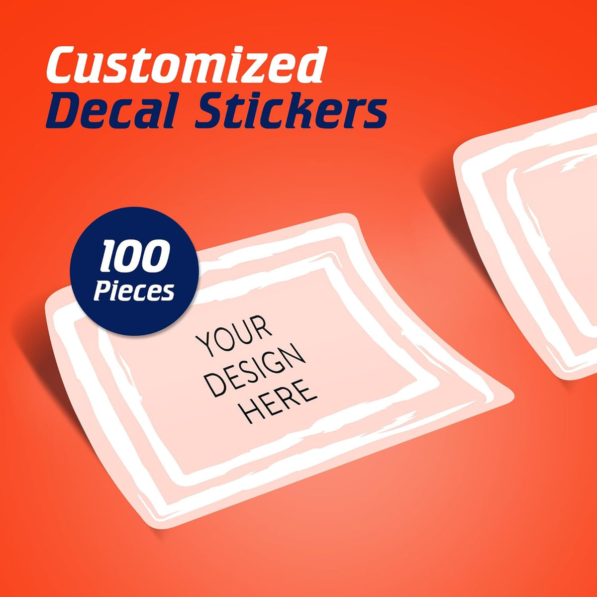 100 Custom Vinyl Stickers - Upload Your own Image, Text, Design, Logo - Personalized Logo Labels for Handmade, Packaging, Bottle, Jars, Candle, Brand Stickers (Peach, 4x2)