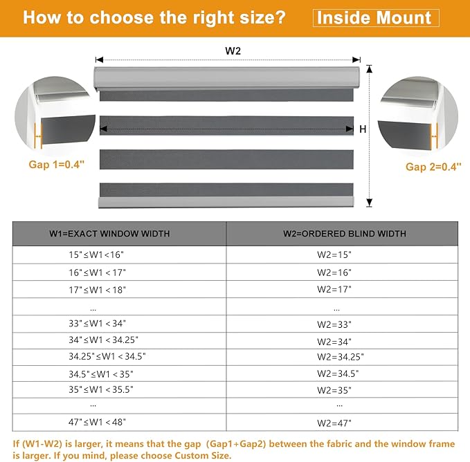 Persilux Cordless Zebra Blinds for Windows Free-Stop Roller Windows Shades (24" W X 72" H, Grey) Dual Layer Light Control for Day and Night, Light Filtering Sheer Shades for Home, Bedroom