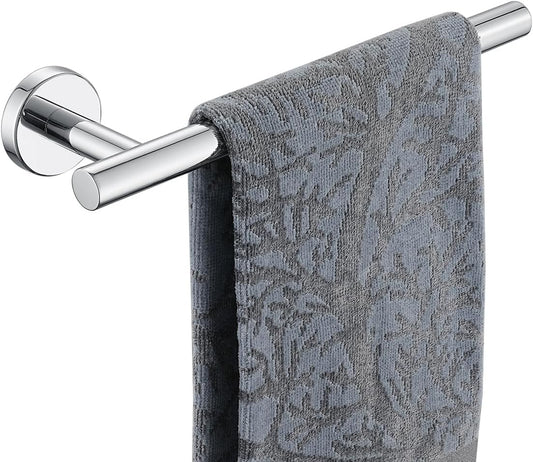 JQK Hand Towel Holder Towel Ring Chrome, 10 Inch Thicken 0.8mm 304 Stainless Steel Bathroom Hand Towel Bar, 9 Inch Useable Length Wall Mount Towel Rack Hanger, Polished Steel, THH110L9-CH