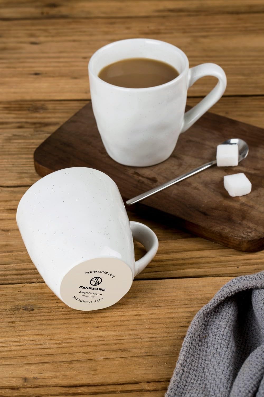 famiware Mars 4 Pieces Coffee Mug, 14 oz Tea Mug, Catering Mugs with Handle for Coffee, Tea, Cocoa, Milk, White