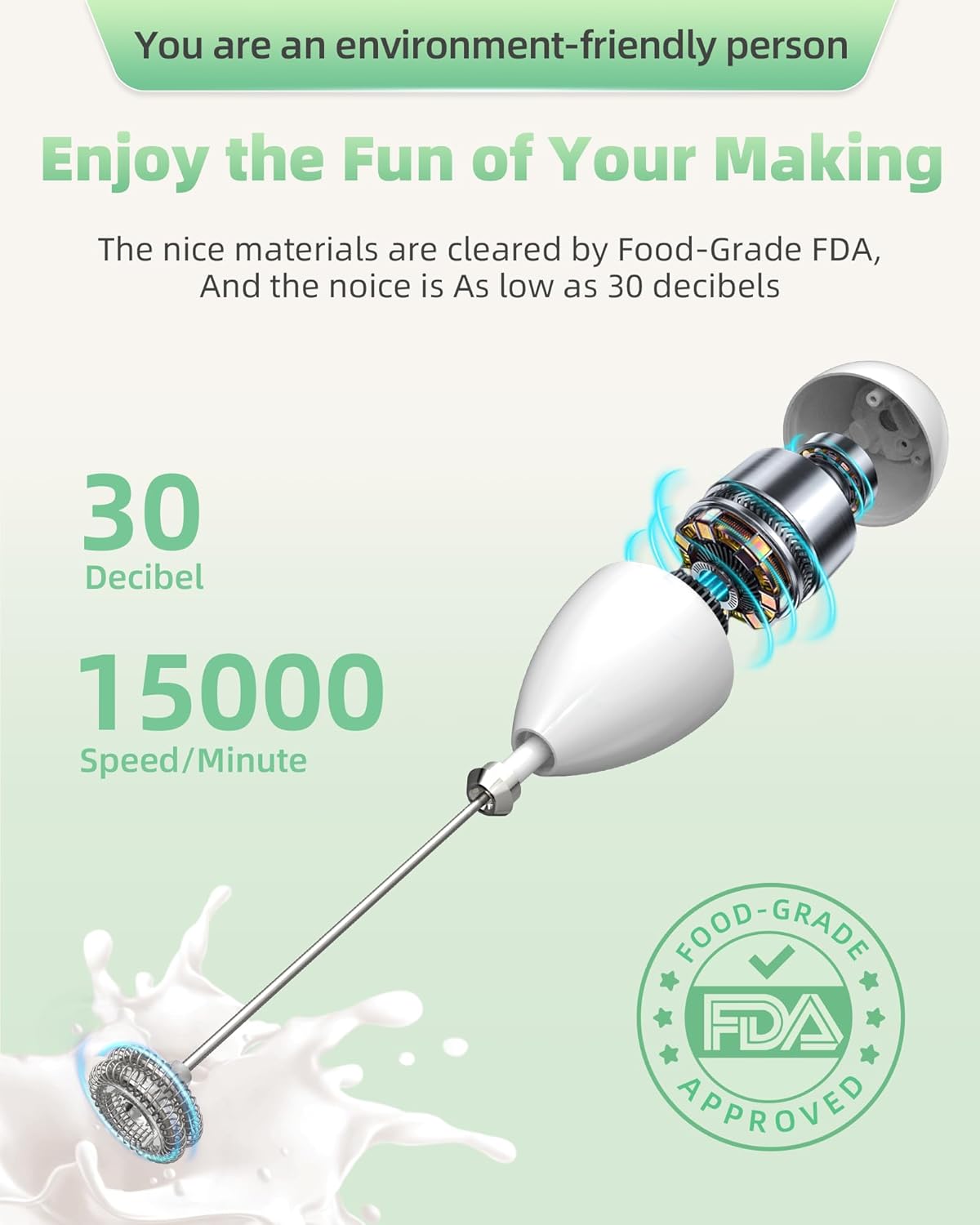 Milk Frother Handheld with Case,USB C Rechargeable Frother Wand for Coffee, Portable Electric Whisk with Stand,Waterproof Hand Drink Mixer Travel for Lattes, Cappuccino, Matcha, Egg (White)