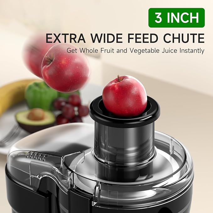 Juicer Machine, 500W Centrifugal Juicer Extractor with 3 Speed & Wide Mouth 3” Feed Chute for Fruit Vegetable, High Yield Juicer Included Cleaning Brush for Easy to Clean
