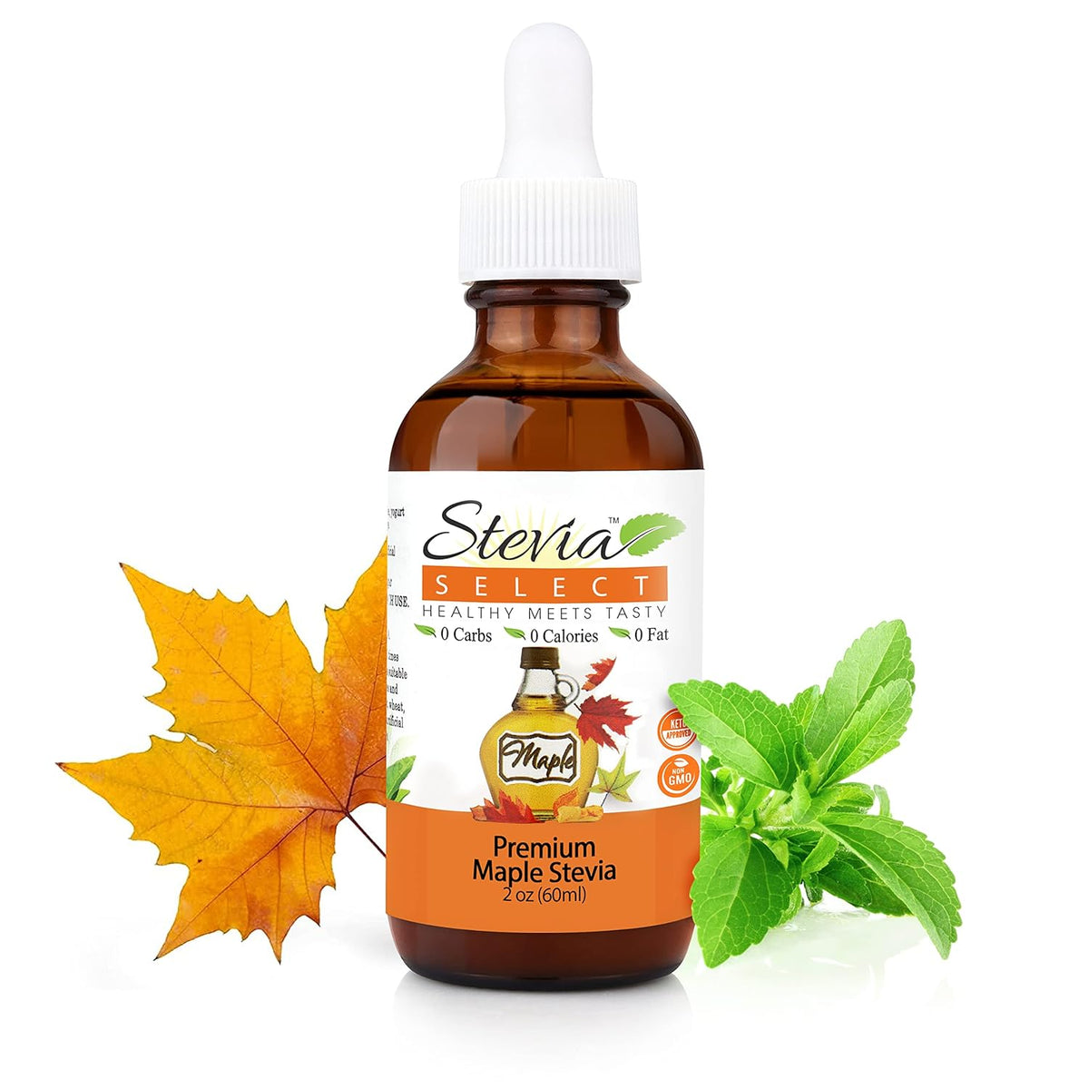 Stevia Select Maple Flavored Liquid Stevia – Zero Calorie Coffee, Tea, Drink & Baking Sweetener, All-Natural, No Erythritol, Keto-Friendly Sugar Alternative, 300 Servings – 2 Oz (1 Pack)