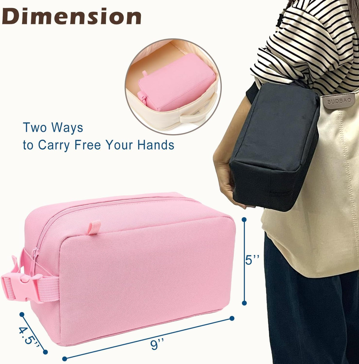 FlowFly Small Insulated Lunch box Portable Soft Bag Mini Cooler Thermal Meal Tote Kit with Buckle for Work, PinkWithBuckle