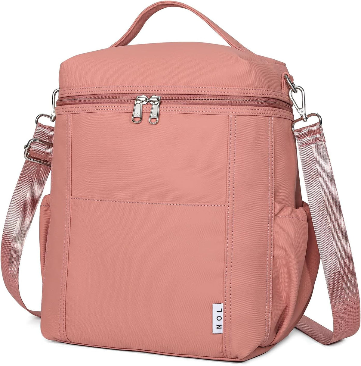 NOL Natural Organic Lifestyle Insulated Lunch Bags for Women Cooler Bag Lightweight Nylon Waterproof Lunch Box For Work (Dark Pink, Large)